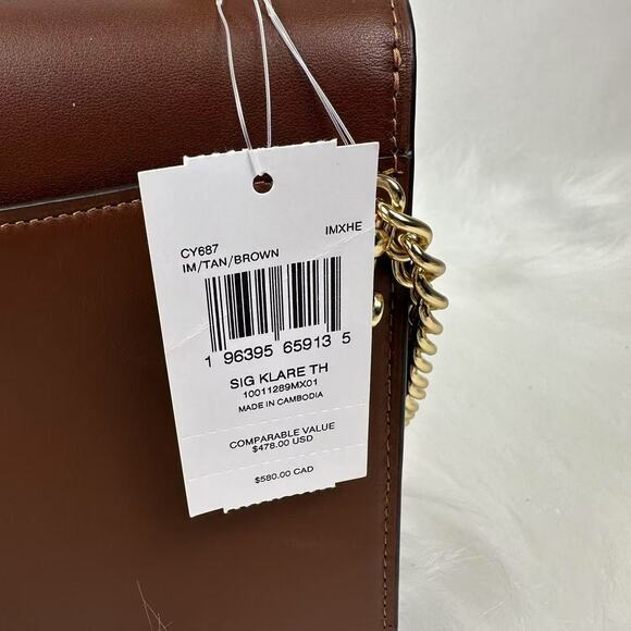 Coach Klare Top Handle Crossbody Bag Signature Canvas CY687 Gold/Tan/Brown NWT - Picture 4 of 9